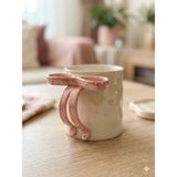 Palto Tasarım Kurdele Kupa (Pembe) - Hediye Seramik Kupa - 1 Adet - 300 ml