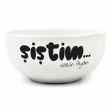 PALTO TASARIM Şiştim... Gözün Aydın Krem Seramik Kase - Hediye Seramik Kase