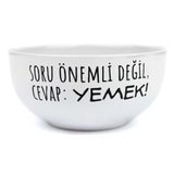PALTO TASARIM Soru Önemli Değil, Cevap: YEMEK! Beyaz Seramik Kase - Hediye Seramik Kase