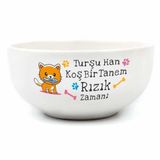 PALTO TASARIM Turşu Han Koş Bir Tanem Rızık Zamanı! Krem Seramik Kase - Hediye Seramik Kase