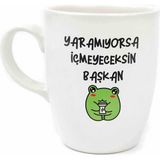 Palto Tasarım Yaramıyorsa Içmeyeceksin Başkan Krem Oval Kupa - Hediye Seramik Kupa