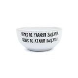 PALTO TASARIM Yemek de Yaparım Salçayla Göbek de Atarım Kalçayla Beyaz Seramik Kase - Hediye Seramik Kase