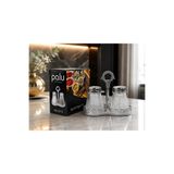 Palu Cam Tuzluk Biberlik Seti Standlı 3 Parça Metal Baharatlık 80 cc