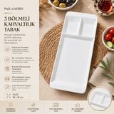 PALU GASTRO 3 Bölmeli Porselen Sunumluk ve Kahvaltılık 36X16 cm - Lüks Dikdörtgen Bölmeli Servis Tabağı, Sosluk, Çerezlik - 1 ADET 3 Bölmeli Porselen Sunumluk ve Kahvaltılık 36x16 cm