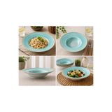 PALU GASTRO Aqua Gourmet Porselen Çukur Tabak, Turkuaz, 24 cm, Makarna ve Yemek için