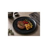 PALU GASTRO Cosmos Black Gourmet Düz Tabak, Siyah, Porselen, Servis ve Sunum için, 27 cm