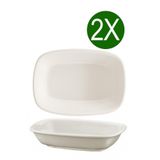 PALU GASTRO Dikdörtgen Kayık Tabak Seti, Beyaz, Mikrodalga Uyumlu, 12x8.5 Cm, 2'li Paket