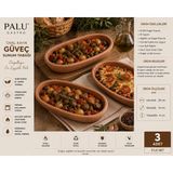 Palu Gastro Oval Kayık Güveç 25 cm - %100 Doğal Toprak Fırın Kabı - 3 Adet
