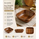 PALU GASTRO Palu 23 cm Kare Ekmeklik ve Meyvelik 22,5x22,5x7 cm | Sunum Sepeti Ahşap Görünümlü - Kahverengi