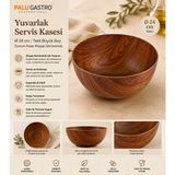 PALU GASTRO PALU Ø 24 cm Yuvarlak Servis Kasesi | Tekli Büyük Boy Sunum Kase Ahşap Görünümlü - Kahverengi