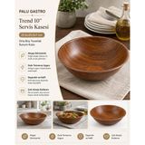 PALU GASTRO Palu Trend 10'' Servis Kasesi 25,5x25,5x7 cm | Orta Boy Yuvarlak Sunum Kase Ahşap Görünümlü - Kahverengi