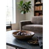 PALU GASTRO Palu Trend 12'' Servis Kasesi 30x30x7,8 cm | Büyük Boy Yuvarlak Sunum Kase Ahşap Görünümlü - Kahverengi