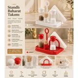 PALU GASTRO Pratik Standlı Baharatlık Seti - Tuzluk, Biberlik, Kürdan ve Peçetelik - Çok Renkli - 0,5 ml
