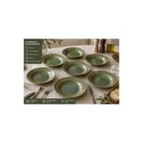 PALU GASTRO Sage Snell Gourmet Porselen Çukur Tabak Seti, Yeşil Desenli, Mikrodalga ve Bulaşık Makinesine Uygun, 16 cm, 6'lı Set