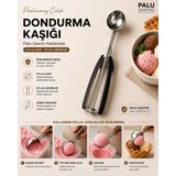 Palu Gastro Siyah Saplı Paslanmaz Çelik Dondurma Kaşığı - 23 cm (5.5 cm Çap) - Gümüş