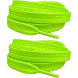 Palwin Exclusive 120 cm Ayakkabı Bağcığı, Yassı Çift Katmanlı Örgülü Nike Adidas Vans Için Bağcık - Neon Sarı
