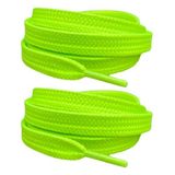 Palwin Palspor 120 cm Yassı Sneaker Ayakkabı Bağcığı, Çift Katmanlı Örgülü Günlük, Spor, Nike Converse Adidas Vans Marka Ayakkabılara Uygun Bağcık (1, Neon Sarı)