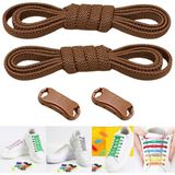 Palwin Takbırak Yeni Nesil Pratik Bağcık Elastic Shoelace Klipsli Lastikli Bot, Çocuk, Ayakkabı Bağcığı - Kahverengi