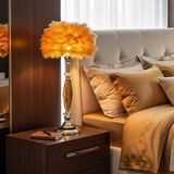 Pamela Sevimli Işığın Modern Yorumu Amber Tüylü Abajur Modern Dekor Yatak Odası Salon Aydınlatma