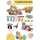 Pamepaw 7'li Kedi Oyuncak Seti: Nanesi Kokulu Peluş, Sarma Top, Olta, 3'lü Mini Top, Çıngıraklı Top