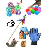 Pamepaw Kedi Köpek Tüy Toplayıcı Eldiven , Renkli Oyun Topu , Sarma Top , Oyun Oltası 50 cm Avantaj Seti
