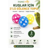 PAMEPAW Kedi , Kuş -Papağan Için , Zilli , Çıngıraklı Oyuncak Top 3 adet