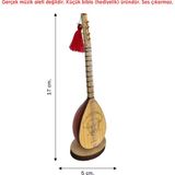 Pameron MNY8 Minyatür Bağlama, Saz (Biblo, Hediyelik Eşya) - Ahşap Rengi - Aşık Veysel Desenli