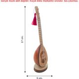 Pameron MNY9 Minyatür Bağlama, Saz (Biblo, Hediyelik Eşya) - Ahşap Rengi - Ahmet Kaya Desenli