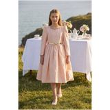 Pamina İşlemeli Çiçek Motif Karpuz Kollu Kız Çocuk Abiye Mezuniyet ve Tören Elbisesi 8-9-10-11-12-13-14 Yaş 35446PR