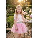 Pamina Kız Çocuk Işıltılı Payetli Etekli Takım 3-7 Yaş Pembe - 4 Yaş