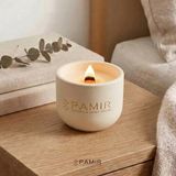 Pamir Candles American Vanilla Kokulu Mum | Dekoratif Taş Mum | Kapaklı, Dikey ve Yatay Saksı Form | Geri Dönüşüm Ürün - Dikey Form