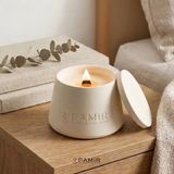 Pamir Candles American Vanilla Kokulu Mum | Dekoratif Taş Mum | Kapaklı, Dikey ve Yatay Saksı Form | Geri Dönüşüm Ürün - Kapaklı Form