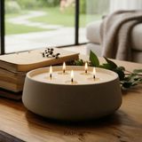Pamir Candles Dekoratif Büyük Boy Vegan American Vanilya Kokulu Kase Mum & Kandil Terapi Chakra Orta Sehpa Objeler - ip fitil