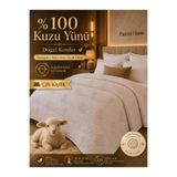 Pamira Home |Çift Kişilik %100 Saf Merinos Kuzu Yünü Yorgan | Premium Kuzu Desenli | 195x215 cm | 3000 Gram