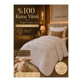 Pamira Home | Tek Kişilik %100 Saf Merinos Kuzu Yünü Yorgan | Premium Kuzu Desenli | 155x215 cm | 2500 Gram