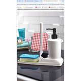 Pamit Toys Pamit Home Armona Silikon Fırçalı Tezgah Üstü Sabunluk Mutfak Banyo Sıvı Sabunluk Takımı Süngerlik Bez Seti