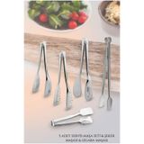 Pamit Toys PAMİT HOME Paslanmaz Çelik Lüx 5'lİ Maşa Servis Seti Pasta, Salata, Makarna, Izgara, Şekerlik Maşa Servis Seti