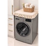 Pamuce 4 Etrafı Fırfırlı Ham Keten Bez Çamaşır Makinesi Örtüsü 65*65 cm - Bej - Krem - 65 x 65