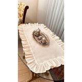 Pamuce Pamuk Keten Fırfırlı Runner 40*100-40*150 cm - Krem - 40 x 100 cm