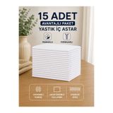 Pamuk 15 Adet %100 Pamuklu Yastık İç Kılıfı 50x70 cm Fermuarlı Yastık İç Astar Overlok Dikiş Otel/Ev