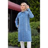 Pamuk Butik Kadın Altı Püsküllü Kot Ceket - Açık Mavi - 38