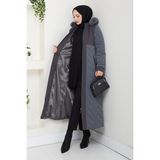 Pamuk Butik Kadın Astarlı Kaşe Detaylı Tam Boy Nova Kapitone Mont -PMK483 - Antrasit - 40