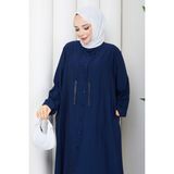 Pamuk Butik Kadın Büyük Beden Zincir Detaylı Yandan Cepli Kap -PMK557 - 50 - Lacivert