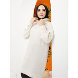 Pamuk Butik Kadın Kahverengi Boğazlı Triko Kazak -62 - Krem - Standart