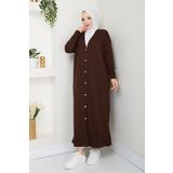 Pamuk Butik Kadın Merserize Düğme Detaylı Tam Boy Triko Hırka