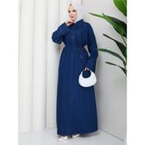 Pamuk Butik Kadın Reglan Kol Salaş Rahat Kesim Yandan Cepli Kot Elbise -PMK523 - Lacivert - 42 - 44