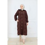 Pamuk Butik Kadın Saçaklı Büyük Beden Kapitone Kap -PMK526 - Kahverengi - 42 - 44