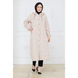 Pamuk Butik Kadın Saçaklı Büyük Beden Kapitone Kap -PMK526 - Krem - 50 - 52