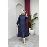 Pamuk Butik Kadın Yandan Cepli Çıkarılabilir Kapüşonlu Kapitone Mont -PMK510 - Lacivert - 44