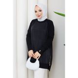 Pamuk Butik Kadın Yandan Fermuarlı İpek Kupra Merserize Triko Tunik